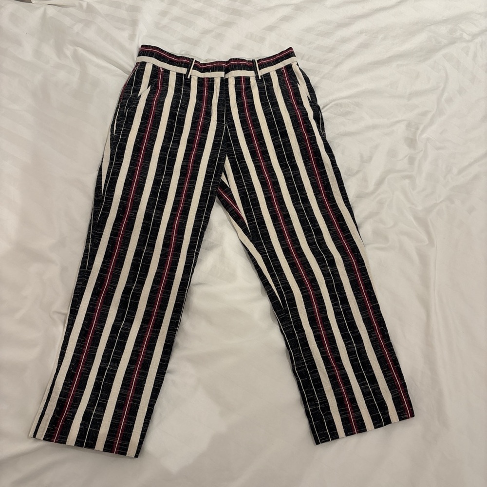 Isabel Marant Black, White, and Red Striped Cropped Pants